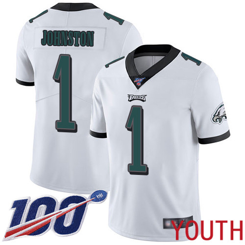 Youth Philadelphia Eagles #1 Cameron Johnston White Vapor Untouchable NFL Jersey Limited Player